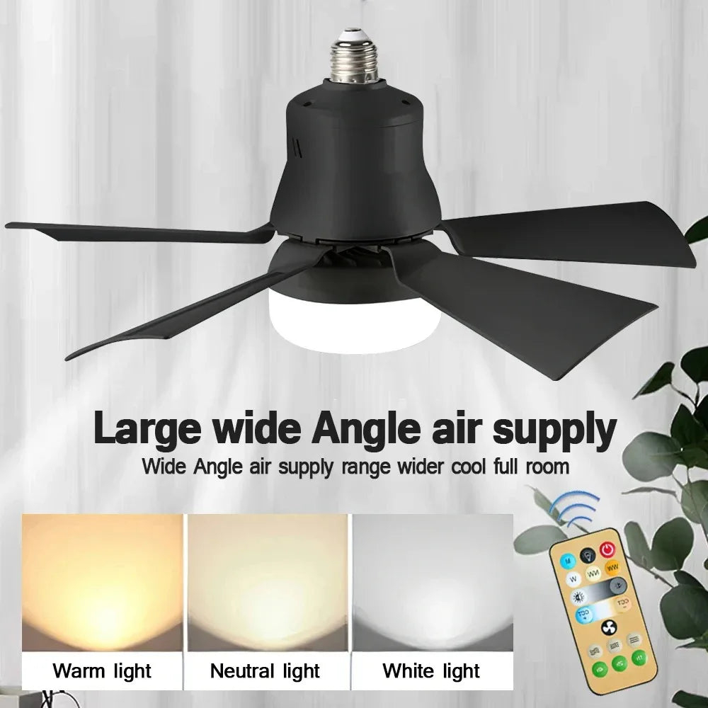 Ventilateur de plafond avec éclairage 30 W E27 avec télécommande, fonction de variation LED, intelligent et silencieux pour chambre et salon