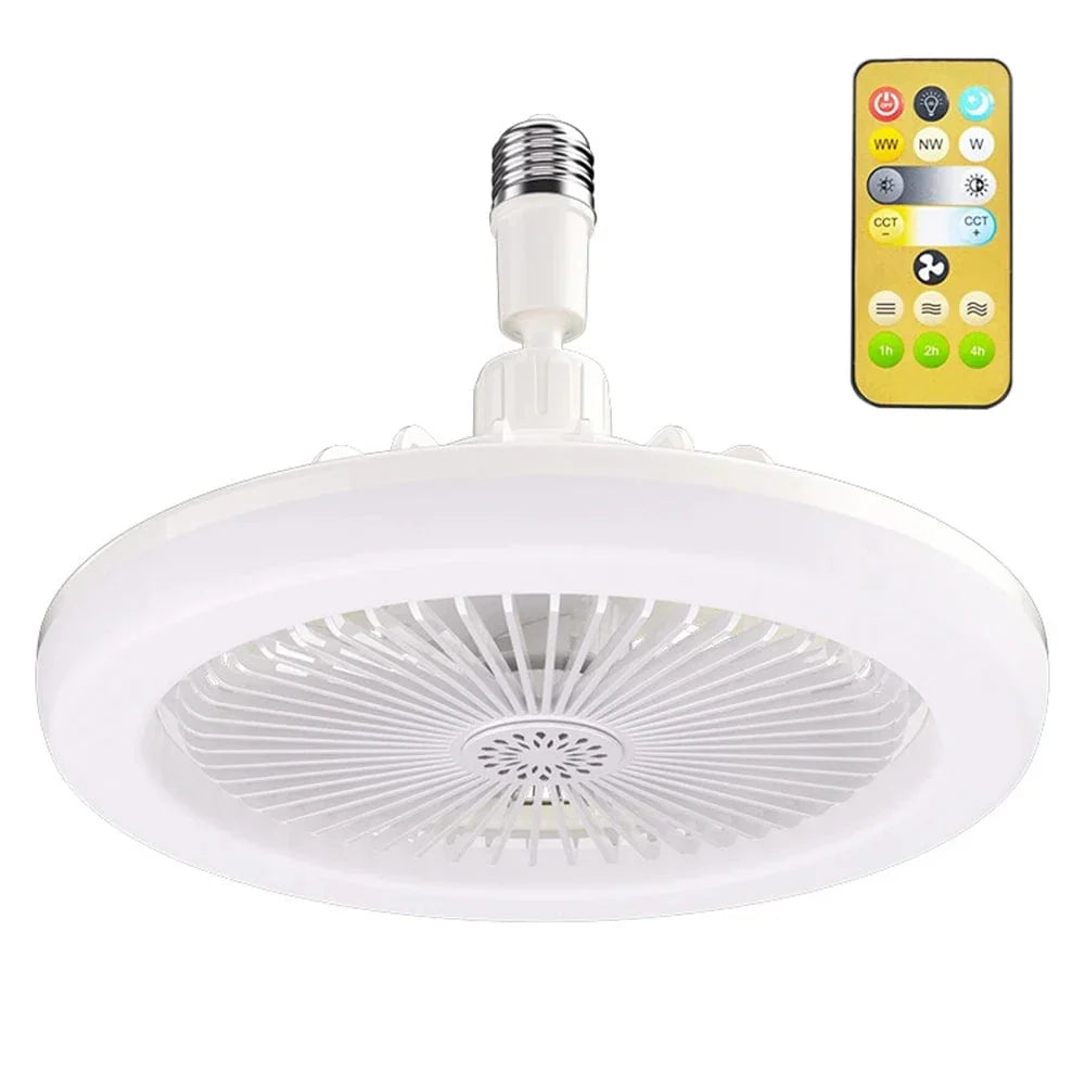 Ventilateur de plafond avec lampe LED E27 pour salon et chambre
