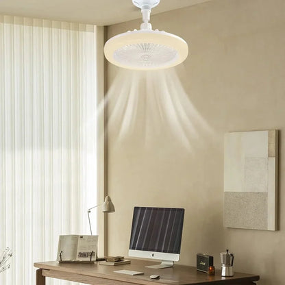 Ventilateur de plafond avec lampe LED E27 pour salon et chambre