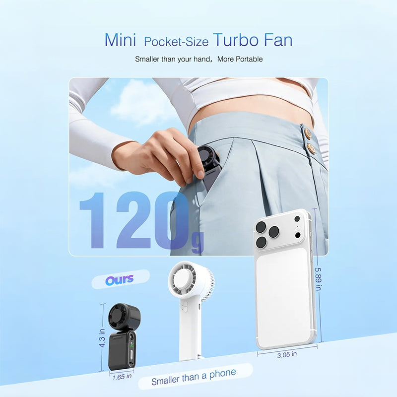 Ventilateur portable à main mini turbo pliable