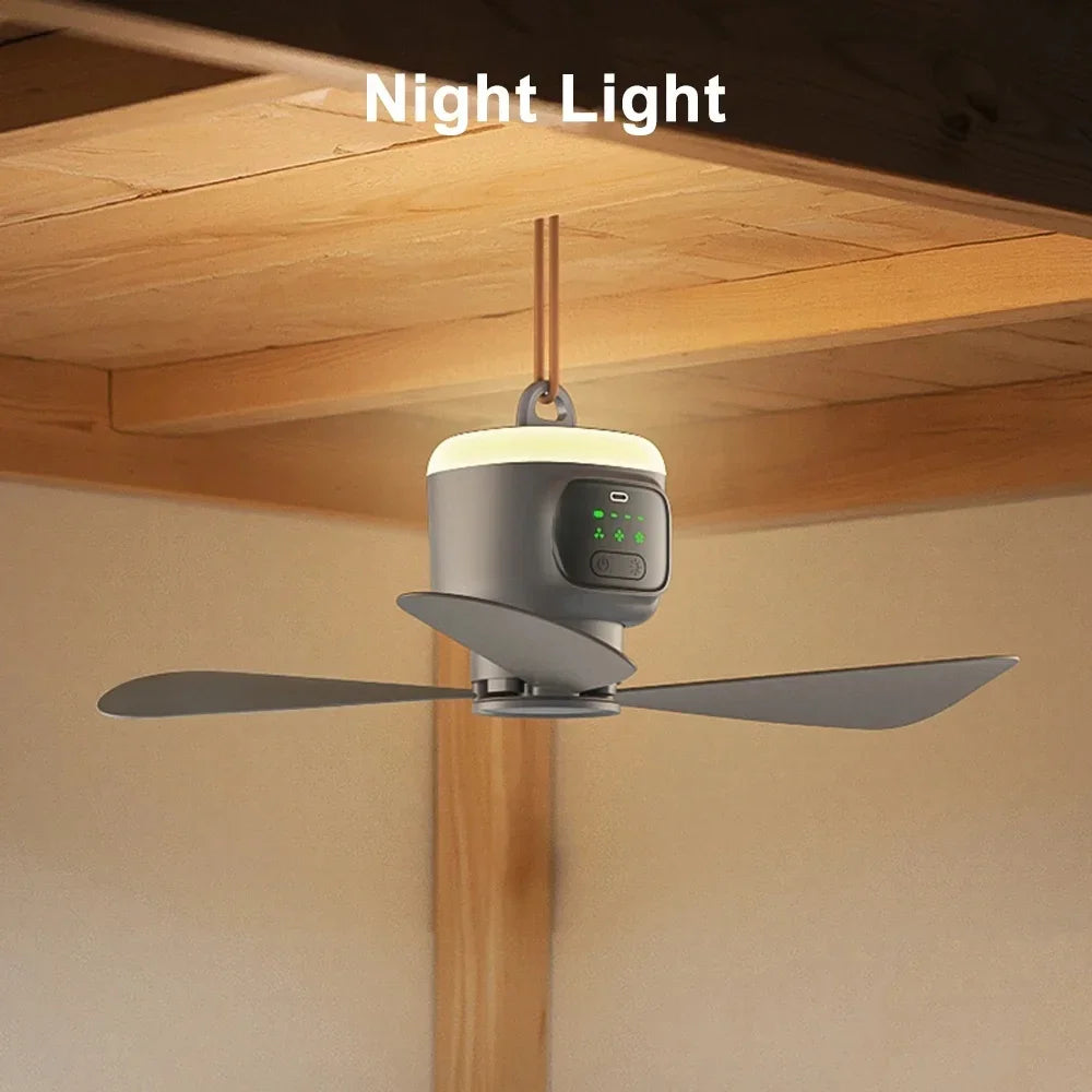 Ventilateur portable de plafond et de camping 12 000 mAh – circulateur d’air pour tente extérieure et ventilateur rafraîchissant