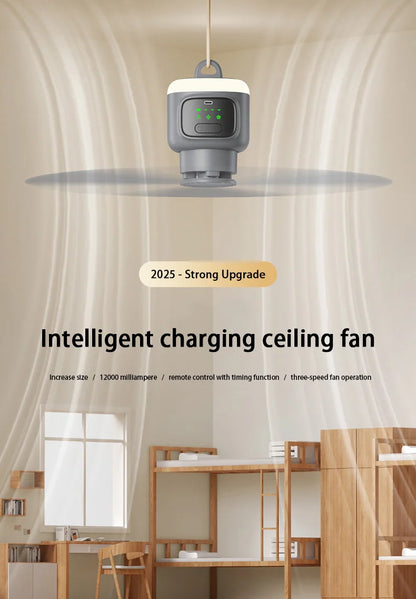 Ventilateur portable de plafond et de camping 12 000 mAh – circulateur d’air pour tente extérieure et ventilateur rafraîchissant