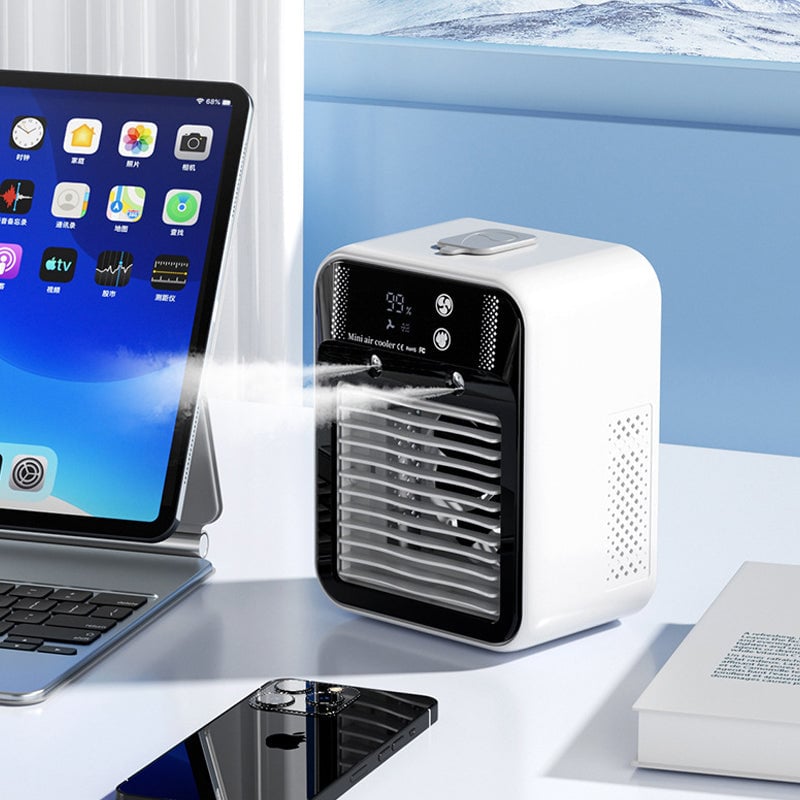 Ventilateur rafraîchissant portable 3-en-1 avec brumisation à 2 vitesses