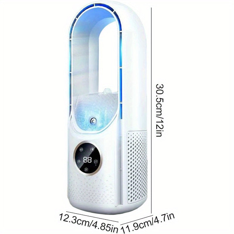 Ventilateur sans pales portable avec veilleuse – humidificateur et purificateur à 6 vitesses, refroidisseur de bureau USB silencieux pour la chambre et les pièces