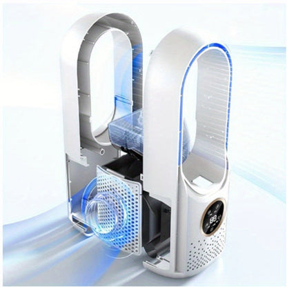 Ventilateur sans pales portable avec veilleuse – humidificateur et purificateur à 6 vitesses, refroidisseur de bureau USB silencieux pour la chambre et les pièces