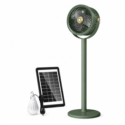 Ventilateur sur pied multifonction à énergie solaire avec éclairage LED