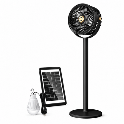 Ventilateur sur pied multifonction à énergie solaire avec éclairage LED