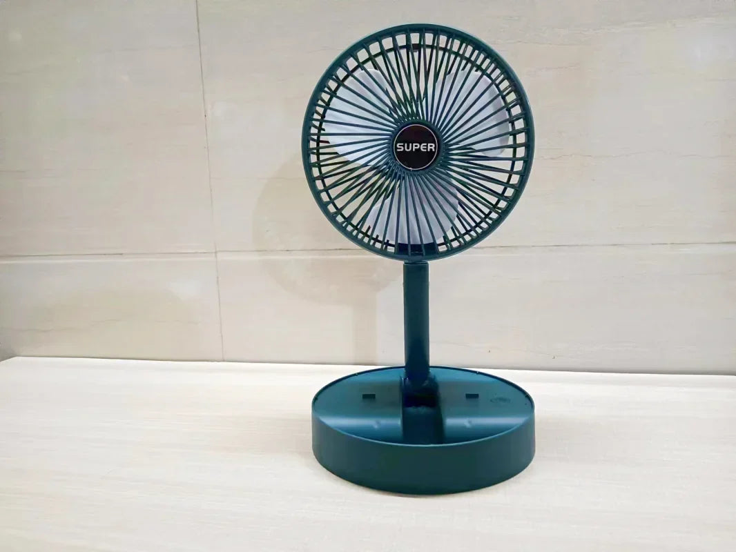 Ventilateur sur pied portable de 6 pouces | Pied télescopique pliable, USB | Batterie rechargeable | 3 vitesses, très silencieux, réglable en hauteur