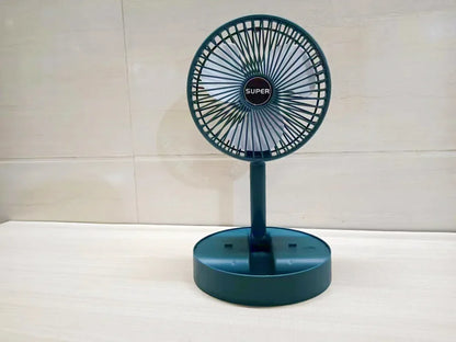 Ventilateur sur pied portable de 6 pouces | Pied télescopique pliable, USB | Batterie rechargeable | 3 vitesses, très silencieux, réglable en hauteur