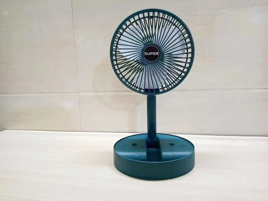 Ventilateur sur pied portable de 6 pouces | Pied télescopique pliable, USB | Batterie rechargeable | 3 vitesses, très silencieux, réglable en hauteur