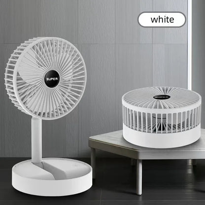 Ventilateur sur pied portable de 6 pouces | Pied télescopique pliable, USB | Batterie rechargeable | 3 vitesses, très silencieux, réglable en hauteur