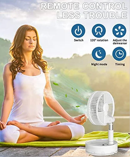 Ventilateur sur pied portable de 6 pouces | Pied télescopique pliable, USB | Batterie rechargeable | 3 vitesses, très silencieux, réglable en hauteur