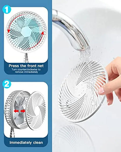 Ventilateur sur pied portable de 6 pouces | Pied télescopique pliable, USB | Batterie rechargeable | 3 vitesses, très silencieux, réglable en hauteur