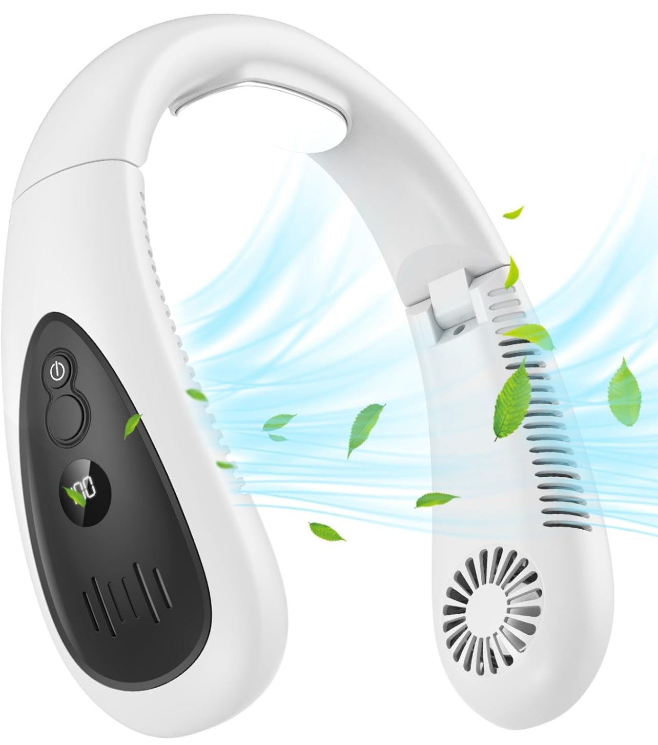 Ventilateur tour de cou portable, sans pales, mains libres, pliable, petit ventilateur personnel avec souffle rafraîchissant à 360°, 3 vitesses réglables, silencieux, batterie 4000 mAh rechargeable via USB, n’emmêle pas les cheveux