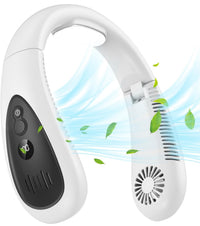 Ventilateur tour de cou portable, sans pales, mains libres, pliable, petit ventilateur personnel avec souffle rafraîchissant à 360°, 3 vitesses réglables, silencieux, batterie 4000 mAh rechargeable via USB, n’emmêle pas les cheveux