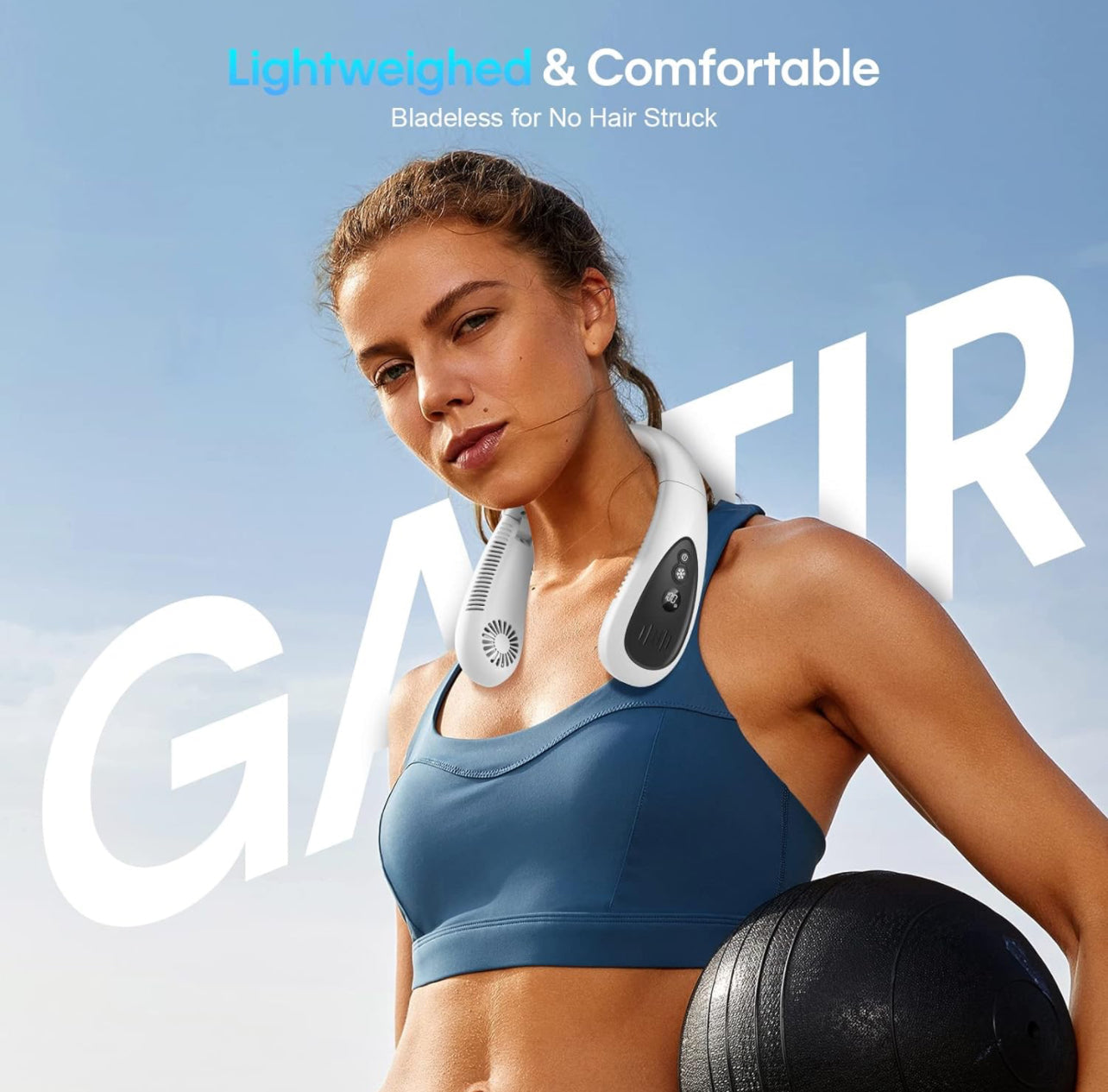 Ventilateur tour de cou portable, sans pales, mains libres, pliable, petit ventilateur personnel avec souffle rafraîchissant à 360°, 3 vitesses réglables, silencieux, batterie 4000 mAh rechargeable via USB, n’emmêle pas les cheveux