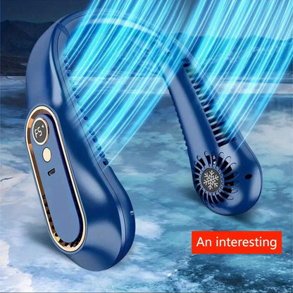 Ventilateur tour de cou sans pales portable USB avec 5 vitesses et affichage numérique – technologie ultra puissante et design sans pales pour une utilisation en extérieur, 1 pièce