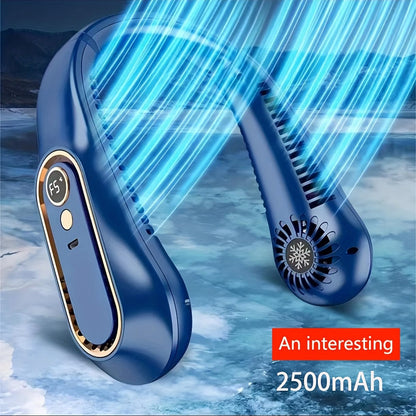 Ventilateur tour de cou sans pales portable USB avec 5 vitesses et affichage numérique – technologie ultra puissante et design sans pales pour une utilisation en extérieur, 1 pièce