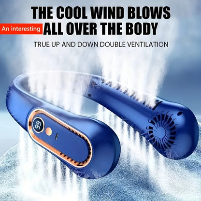 Ventilateur tour de cou sans pales portable USB avec 5 vitesses et affichage numérique – technologie ultra puissante et design sans pales pour une utilisation en extérieur, 1 pièce