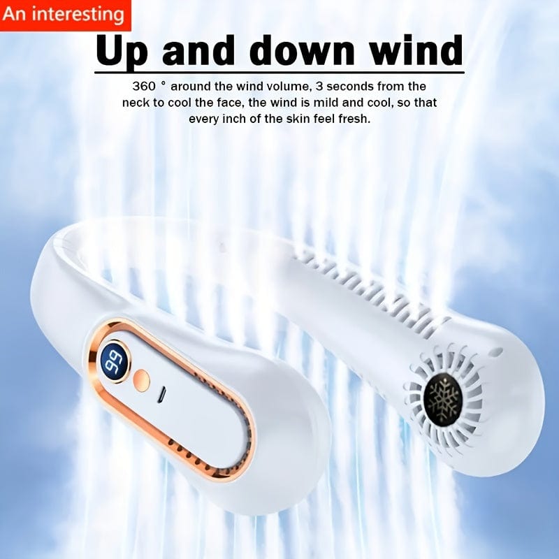 Ventilateur tour de cou sans pales portable USB avec 5 vitesses et affichage numérique – technologie ultra puissante et design sans pales pour une utilisation en extérieur, 1 pièce