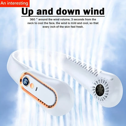 Ventilateur tour de cou sans pales portable USB avec 5 vitesses et affichage numérique – technologie ultra puissante et design sans pales pour une utilisation en extérieur, 1 pièce