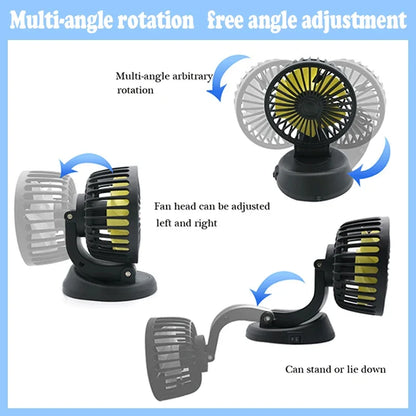 Ventoro ventilateur pour voiture 12 V/24 V/5 V | USB ou allume-cigare | orientable et compact | pour voiture, camion, SUV, camping-car et bureau