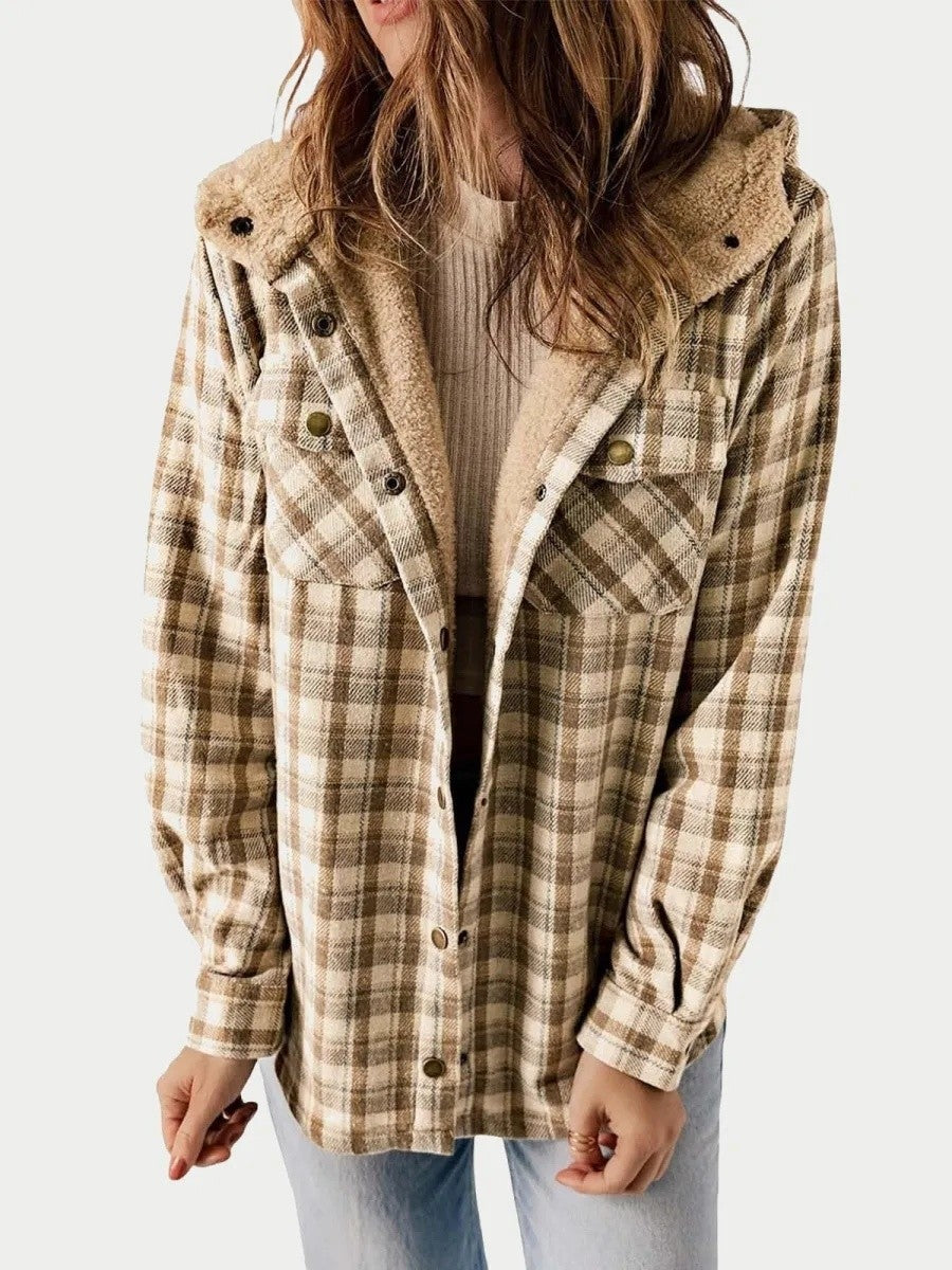 Veste à capuche à carreaux pour femme
