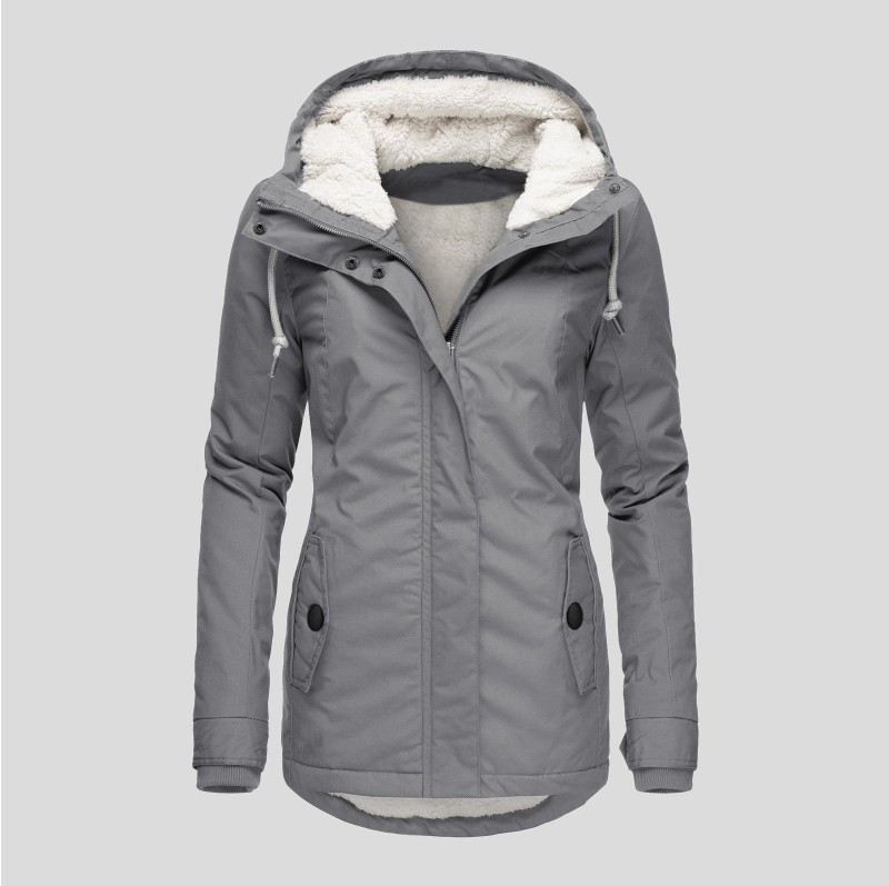 Veste à capuche doublée en polaire pour femme