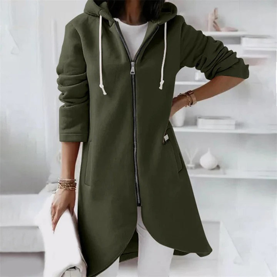 Veste à capuche longue pour femme