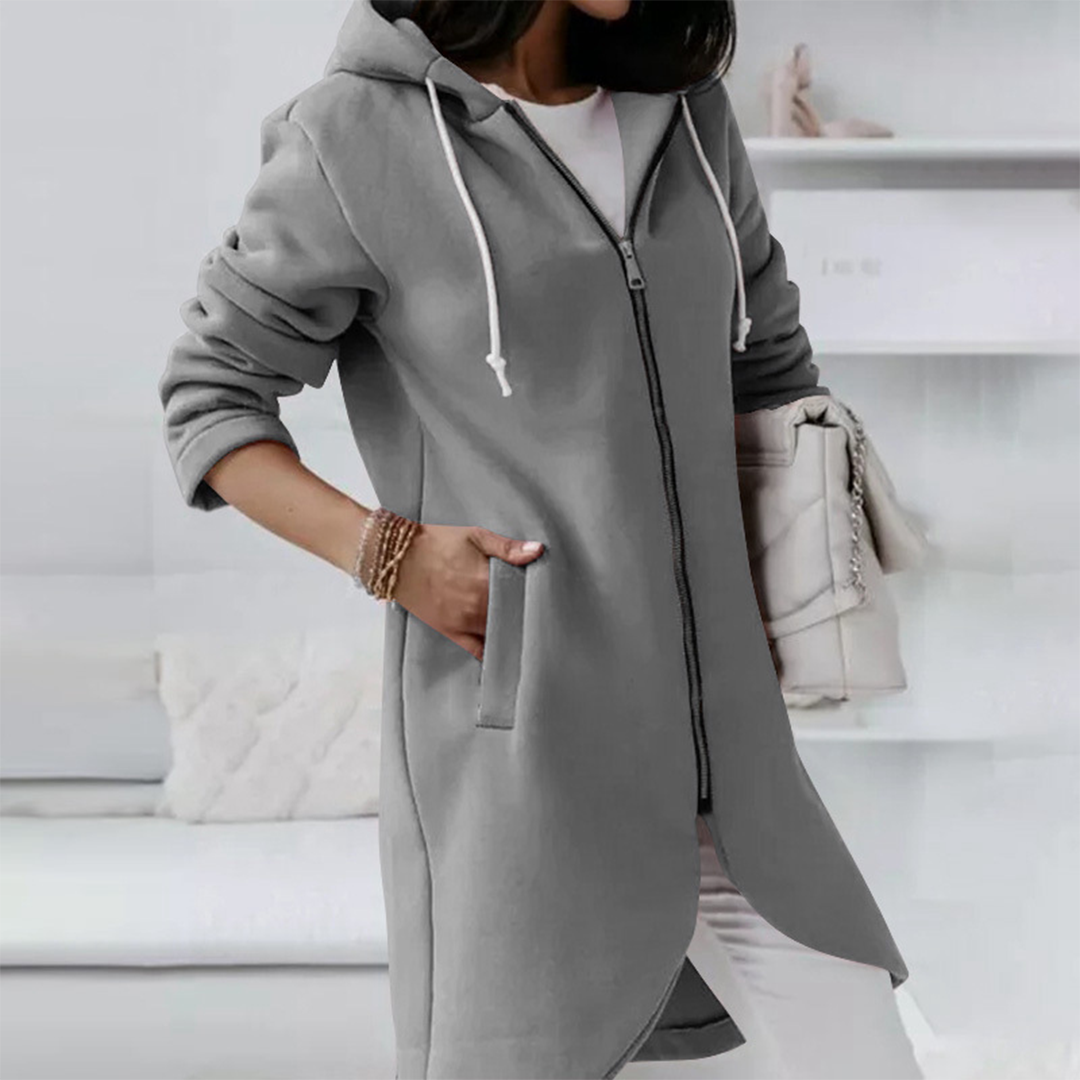 Veste à capuche longue pour femme