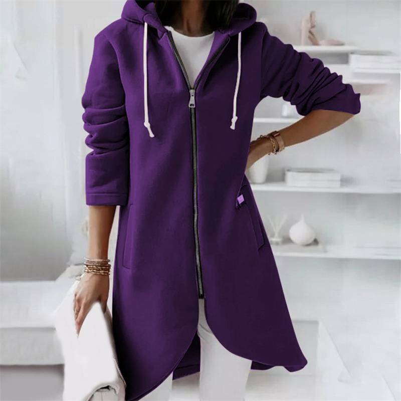 Veste à capuche longue pour femme