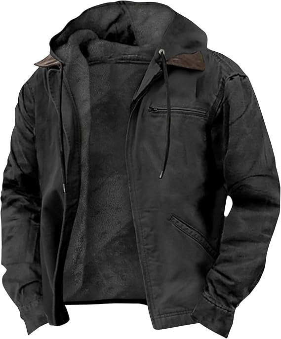 Veste à capuche pour homme avec fermeture zippée devant