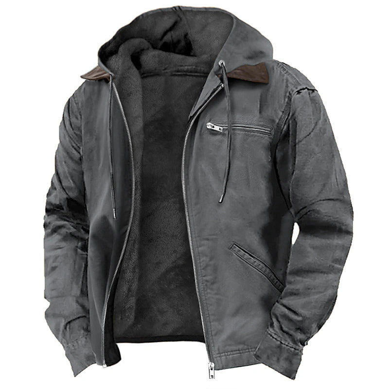 Veste à capuche pour homme avec fermeture zippée devant