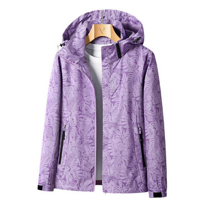 Veste à capuche zippée à fleurs pour femme