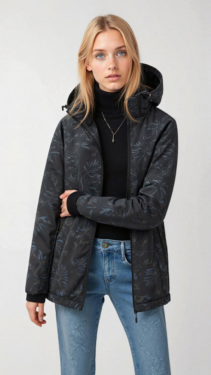 Veste à capuche zippée à fleurs pour femme