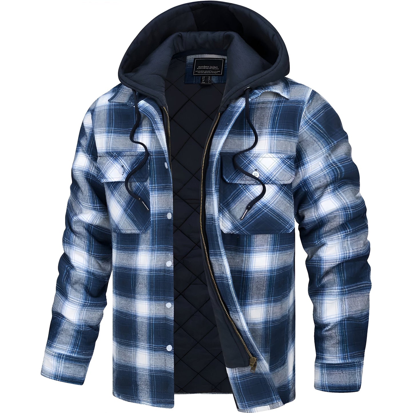 Veste à carreaux à capuche pour homme