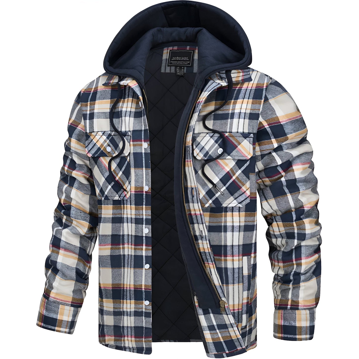 Veste à carreaux à capuche pour homme