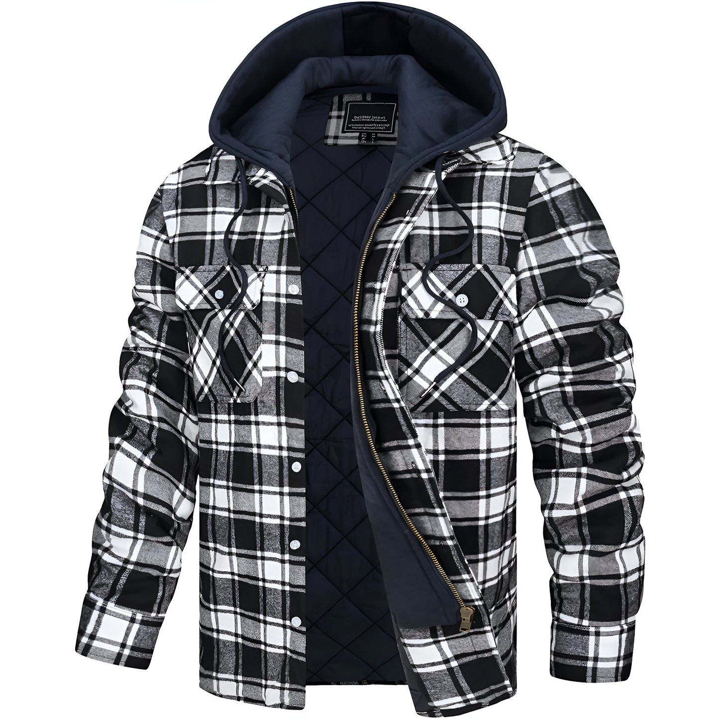 Veste à carreaux à capuche pour homme