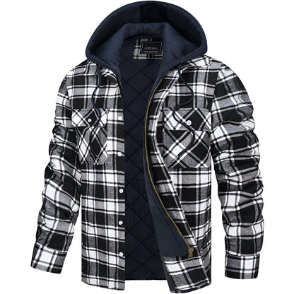 Veste à carreaux à capuche pour homme