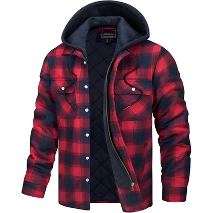 Veste à carreaux à capuche pour homme