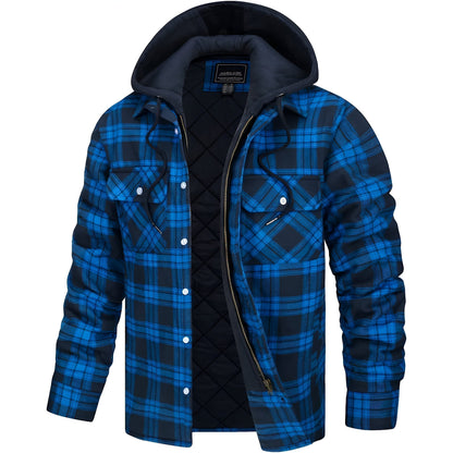 Veste à carreaux à capuche pour homme