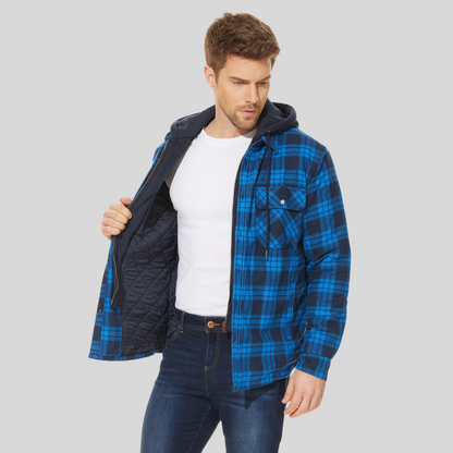 Veste à carreaux à capuche pour homme