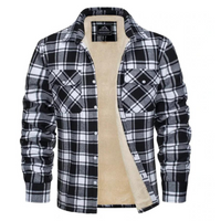 Veste à carreaux pour homme doublée en polaire avec fermeture à boutons