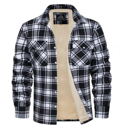 Veste à carreaux pour homme doublée en polaire avec fermeture à boutons