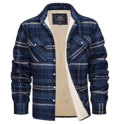 Veste à carreaux pour homme doublée en polaire avec fermeture à boutons