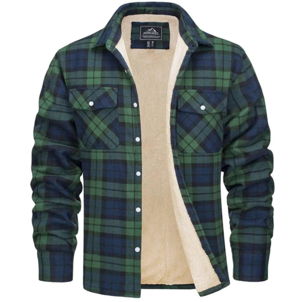 Veste à carreaux pour homme doublée en polaire avec fermeture à boutons