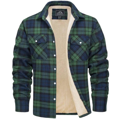 Veste à carreaux pour homme doublée en polaire avec fermeture à boutons