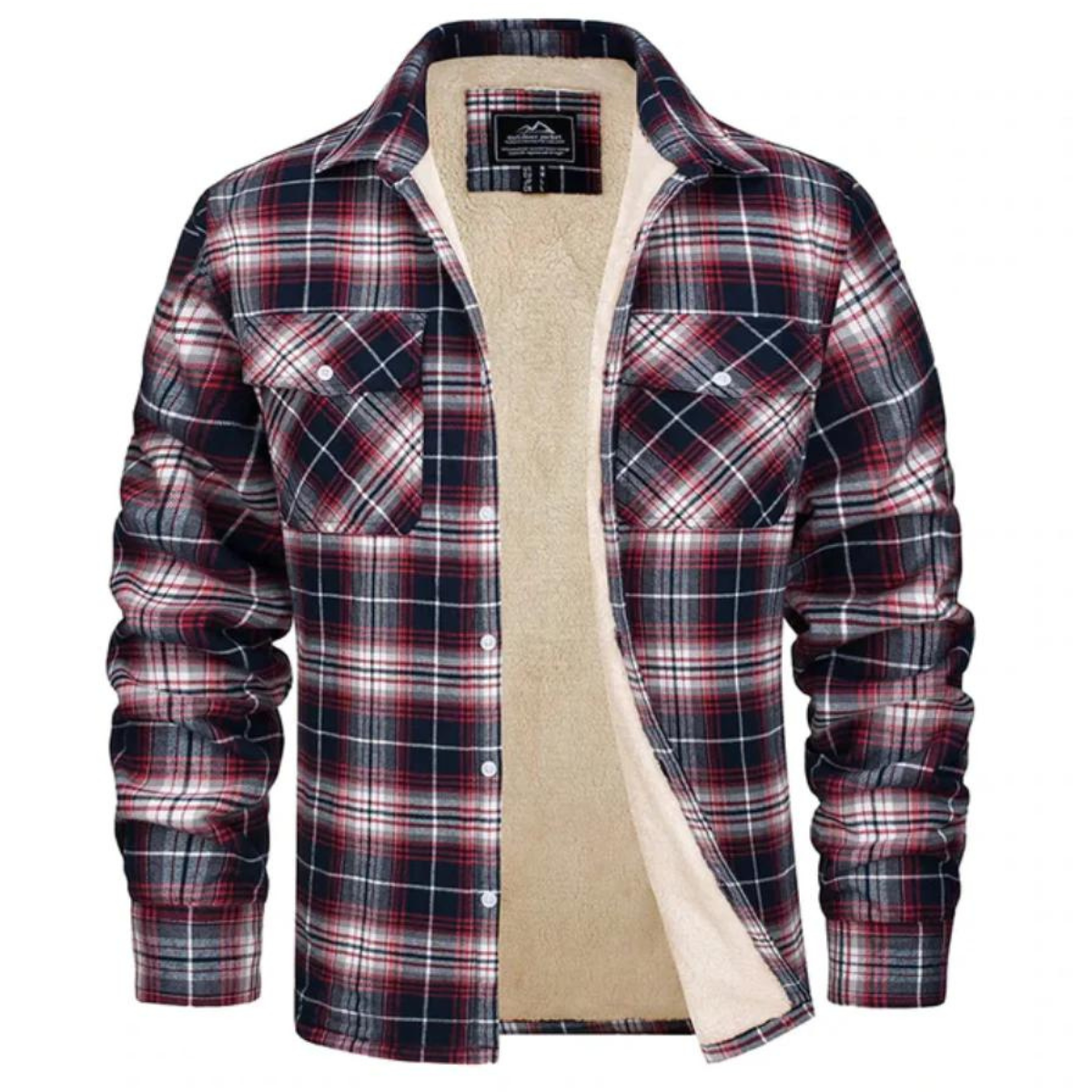 Veste à carreaux pour homme doublée en polaire avec fermeture à boutons