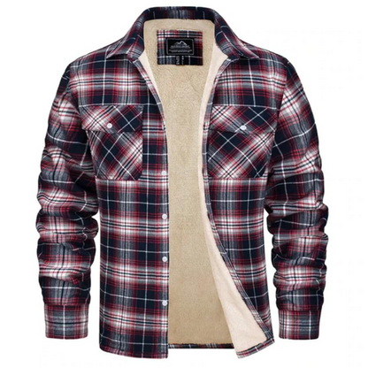 Veste à carreaux pour homme doublée en polaire avec fermeture à boutons