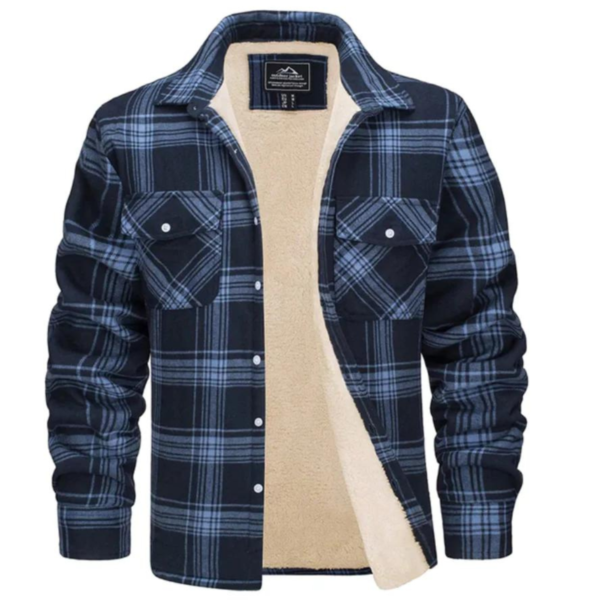 Veste à carreaux pour homme doublée en polaire avec fermeture à boutons